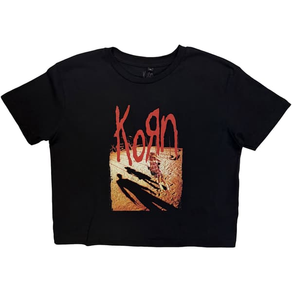 Korn Dam Mesh-Crop Top: Shadow Playground (Svart)