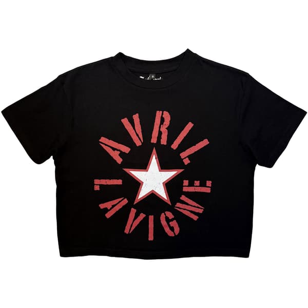 Avril Lavigne Dam Crop Top: Stencil Logo (Svart)