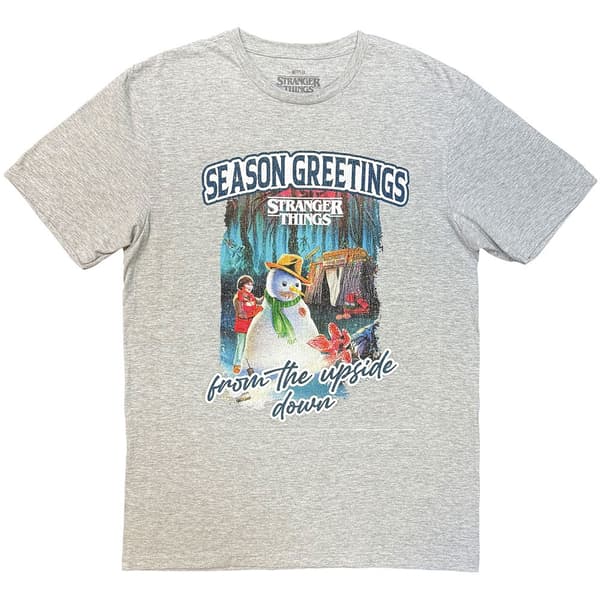 Stranger Things Unisex T-Shirt: Greetings (Grey) (Medium)