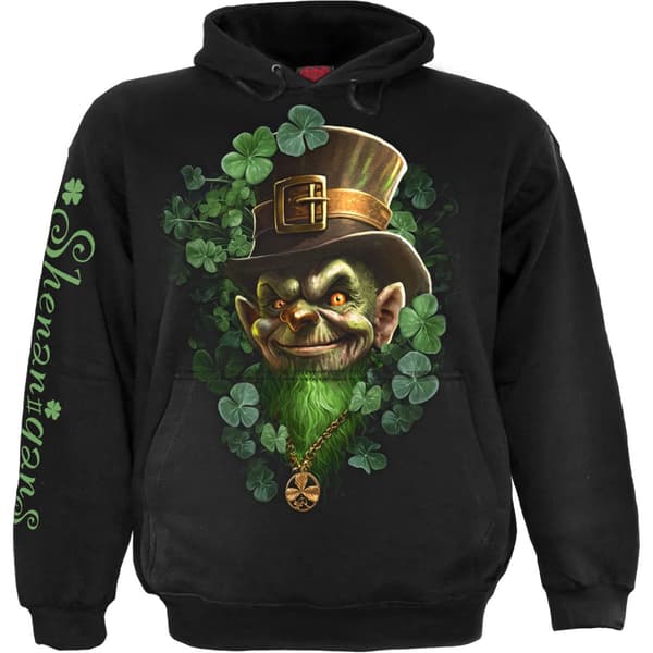 Spiral Unisex Pullover Hoodie: Shenanigans (Black) (Back & Sleeve Print) (X-Large)
