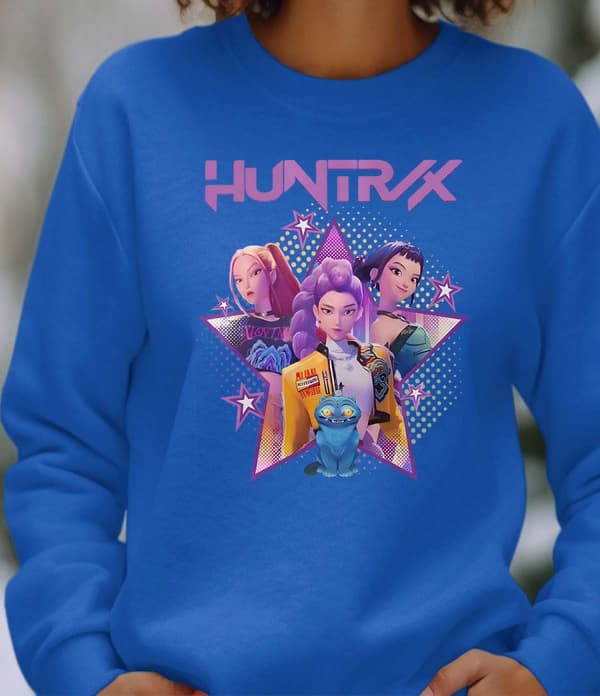 Huntrix Kpop Demon Hunters dam sweatshirt: "Star" - Kungsblå - storlek Medium