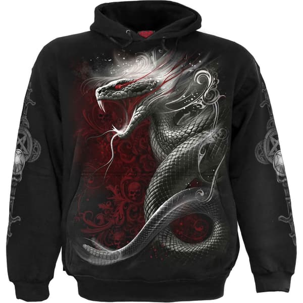 Spiral Unisex Pullover Hoodie: Gothic Serpent (Black) (Back & Sleeve Print) (Large)