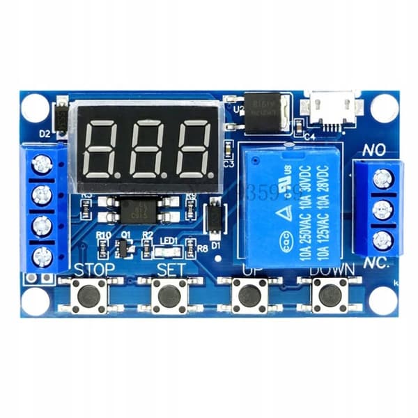 Tidsrelæ modul USB-C – Programmerbar timer 0-999 min | 6-20V/USB-C | Relæ 10A 230V