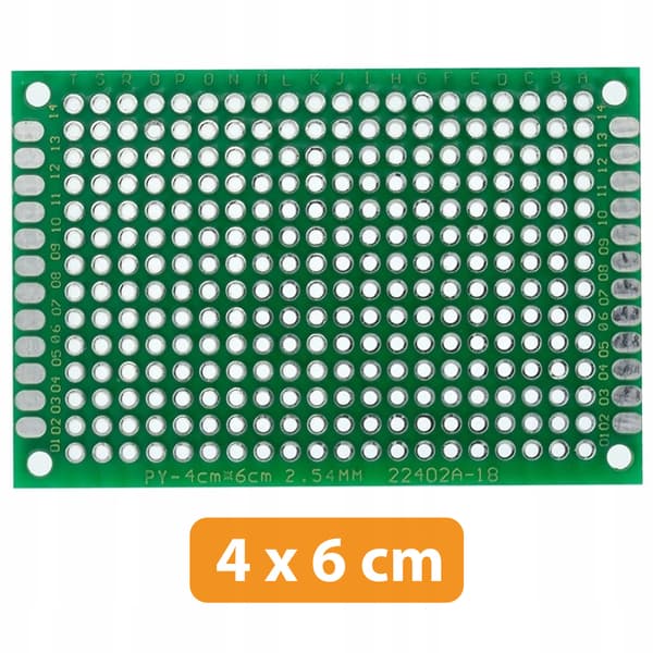Universal Prototypprintplade 40 x 60 mm – Dobbeltsidet | 2,54 mm Raster | Til THT-Komponenter