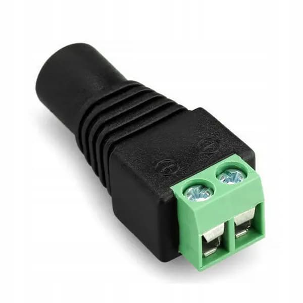 CCTV DC-stik hun 5,5mm/2,1mm – Skrueforbindelse | 30V DC, 2A | Til overvagningssystemer