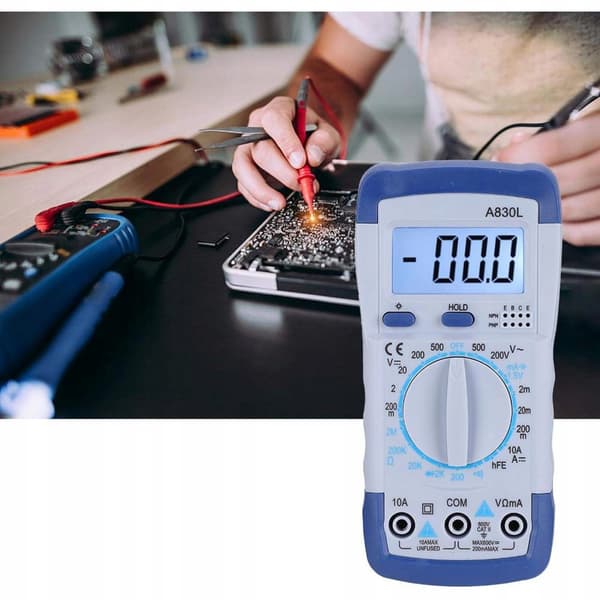 Digital Multimeter A830L – LCD Display | AC/DC Spanning, Strom, Modstand | Til Elektrikere, Teknikere