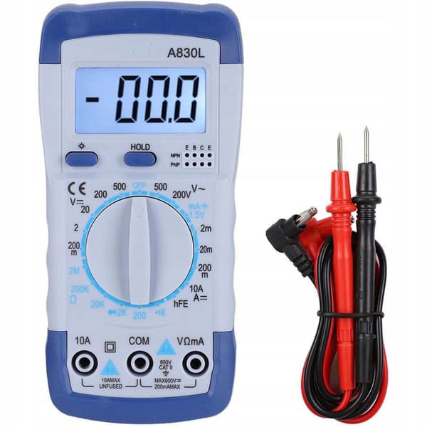 Digital Multimeter A830L – LCD Display | AC/DC Spanning, Strom, Modstand | Til Elektrikere, Teknikere