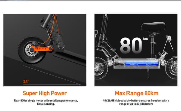 JOYOR S8E Premium pendler el-scooter: 800W effekt, 80 km rækkevidde, foldbart sæde