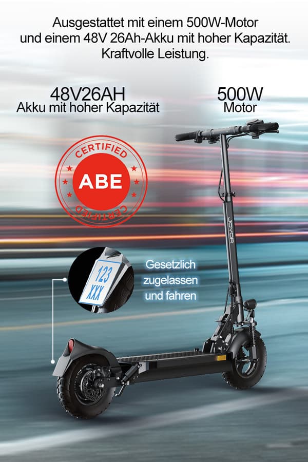 Joyor Y8-S ABE Elscooter - 500W effekt, 100 km räckvidd