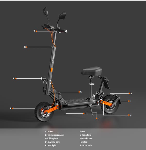 JOYOR S8E Premium pendler el-scooter: 800W effekt, 80 km rækkevidde, foldbart sæde