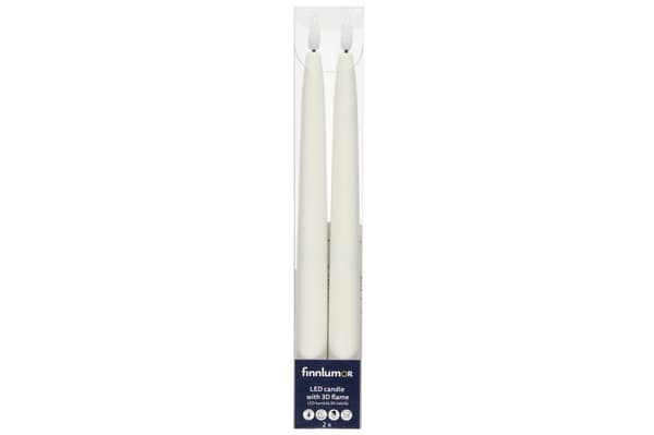 Antikljus LED 28 cm med 3D-Låga & Timer 2-pack – Finnlumor