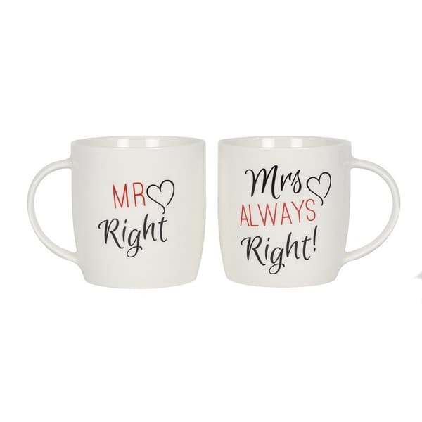 Parmuggset “Mr Right &amp; Mrs Always Right” 2-pack – rolig present