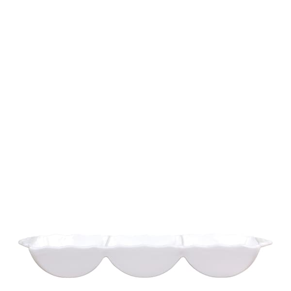 Provence Serveringsfad 3 rum 33 cm – Hvidt porcelæn | Chic Antique