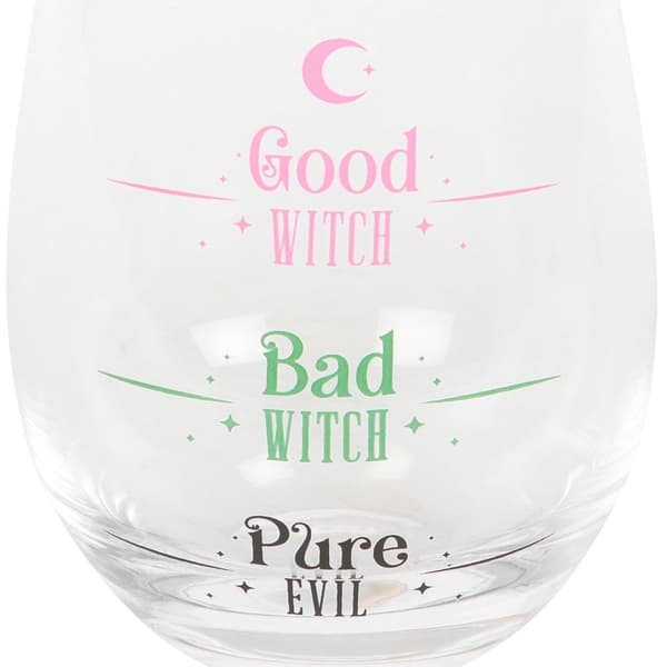 Stjälklöst vinglas “Good Witch / Bad Witch / Pure Evil” 500 ml