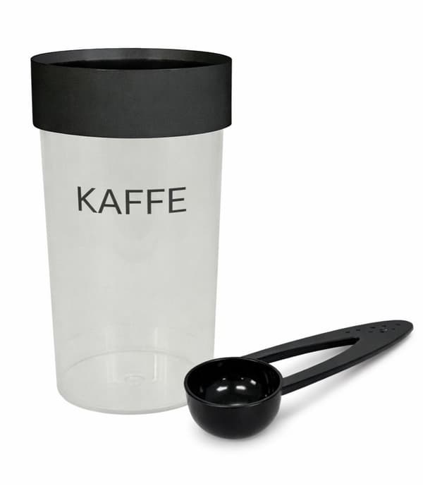 Kaffedåse 1/2 kg med mål – sort låg | Daloplast