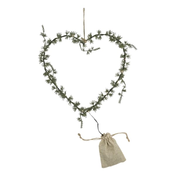 Fleur Hjertekrans med Grantræsgrene & 25 LED 32x30 cm – Chic Antique