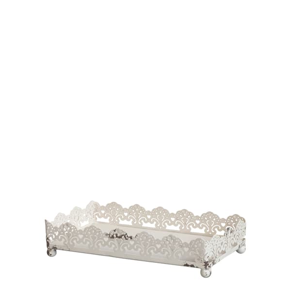 Servietholder med blondekant Aflang Antikhvid Chic Antique