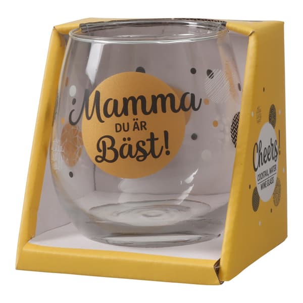 Vinglas Stilkløst “Mor du er bedst” 400 ml – gave til mors dag