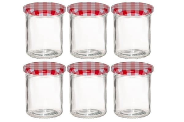 Syltburkar 165 ml 6-pack med Rutigt Lock – Marjukka