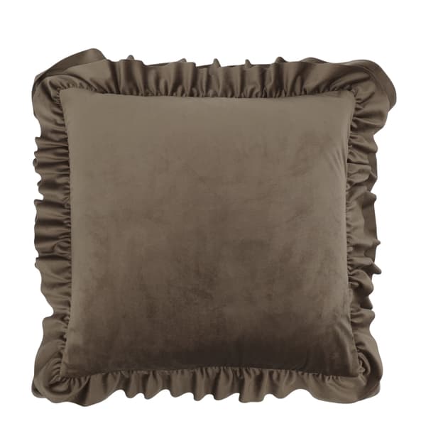 Aix Pudebetræk med Flæsekant Mocca 45x45 cm – Chic Antique