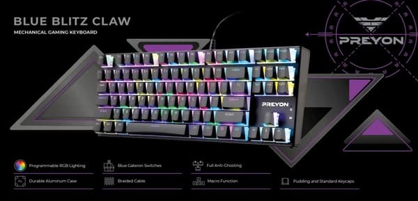Tangentbord PREYON Blue Blitz Claw Gateron Blue (PBBC87B)