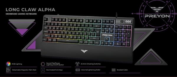 Tangentbord PREYON Long Claw Alpha (PLCA104B)