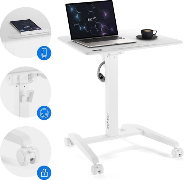 SENSE7 Mobilt skrivbord Vitt 70×52 cm