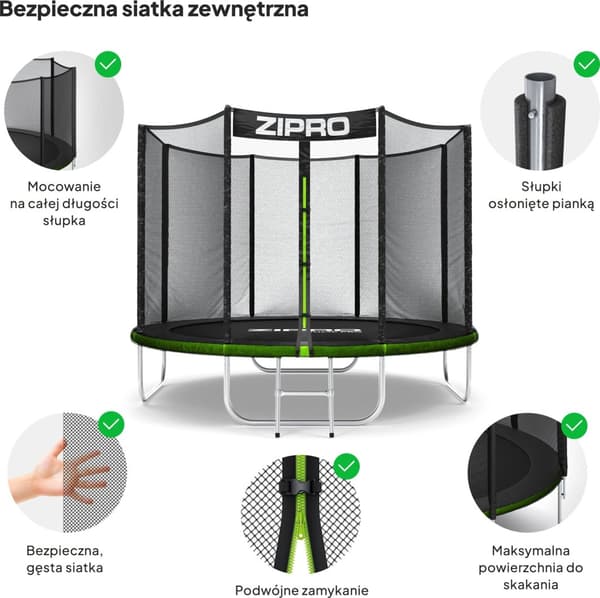 Zipro Jump Pro Studsmatta med yttre nät 8FT 252 cm