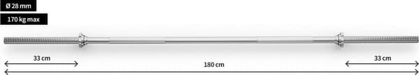 Zipro Rak skivstångsstång 180 cm 28 mm