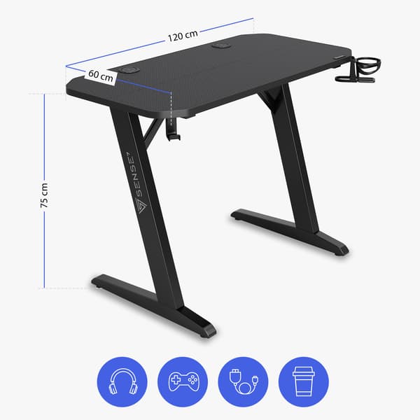 SENSE7 Nomad Basic Svart skrivbord 120x60 cm