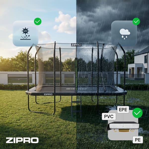 Trampolin Zipro Jump Pro Quadro med innernät 366 × 244 cm