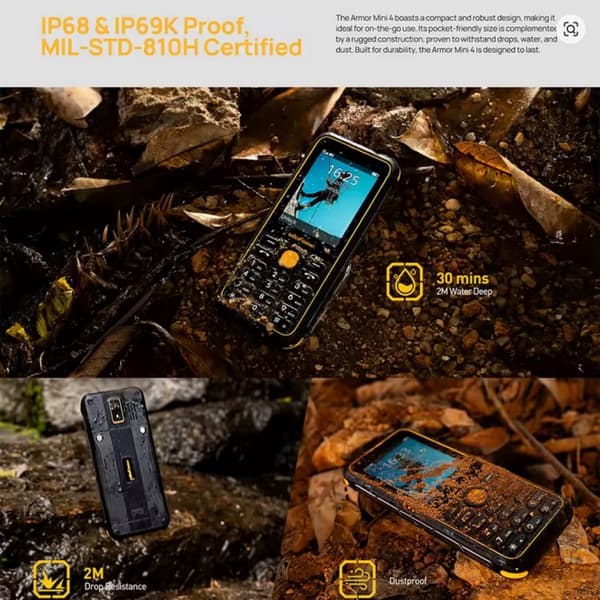Ulefone Armor Mini 4 Dual SIM 128MB 64MB puhelin, musta