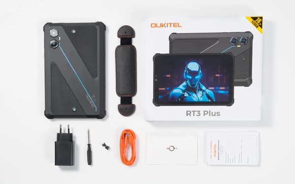 Oukitel RT3 Plus 128GB 4GB RAM Robust Tablet Sort, 8\" Skærm, Android 15