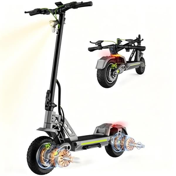 El-scooter E10, Motor PIC 800W*2, 45KM/H, Räckvidd 60-70km, Terrängdäck 10 tum