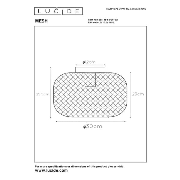 Lucide MESH rund E27 IP20, matt gull, messing, svart - SLUTTSELGES!