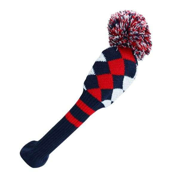 Stickad headcover - Driver - Rutig (röd, blå, vit)