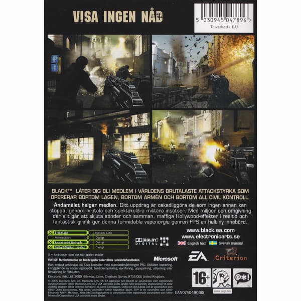 Black Xbox Swedish (Brugt)