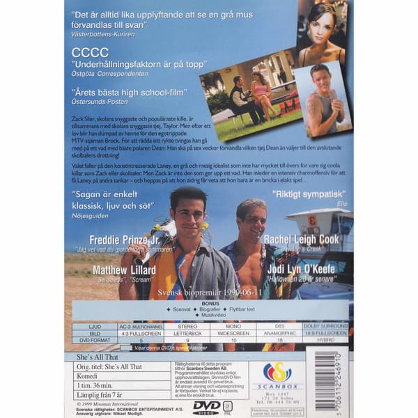 Shes All That DVD (Brukt)