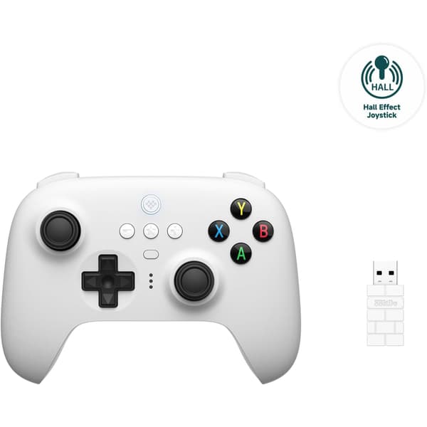 8BitDo Ultimate 2.4Ghz Trådløs Kontroller PC Hall Edition Hvit