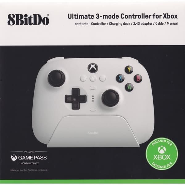 8BitDo Ultimate 3-tilainen Xbox-ohjain Valkoinen