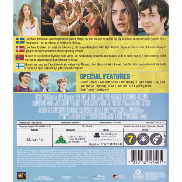 Paper Towns Blu-Ray (Begagnad)
