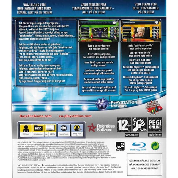 Buzz Quiz TV Playstation 3 PS3 Nordic Bundle Copy (Brukt)