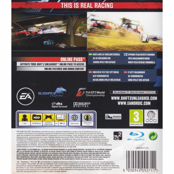 Shift 2 Unleashed Playstation 3 PS3 Nordic (Käytetty)