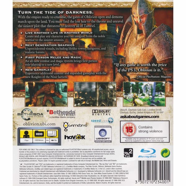 The Elder Scrolls IV Oblivion Playstation 3 PS3 (Brugt)