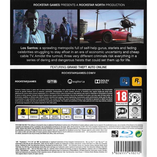 Grand Theft Auto V Playstation 3 PS3