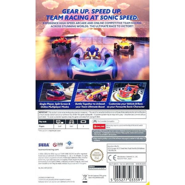 Team Sonic Racing Nintendo Switch (Begagnad)