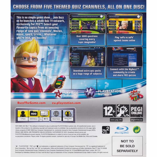 Buzz Quiz TV Playstation 3 PS3 Bundle Copy (Begagnad)