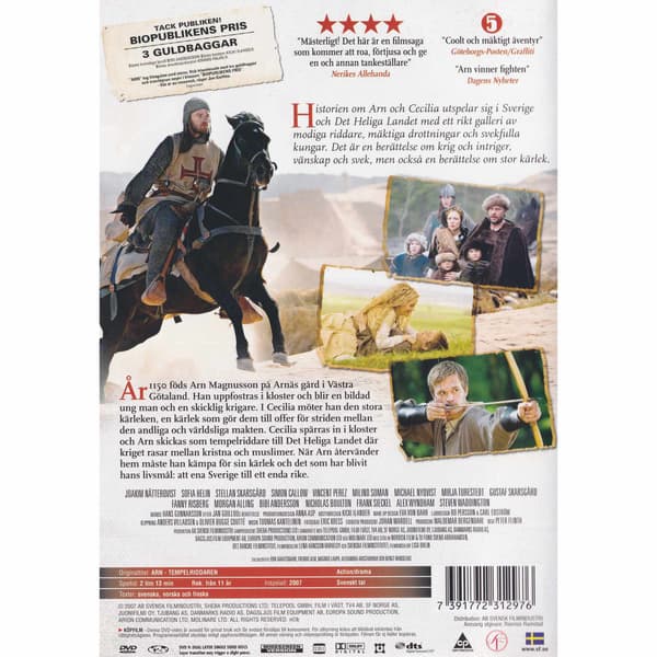 Arn Tempelriddaren DVD (Brugt)