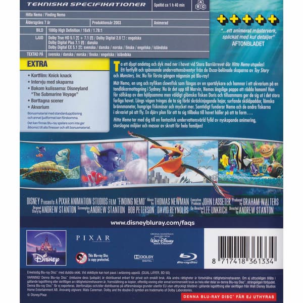 Hitta Nemo Blu-Ray (Brukt)