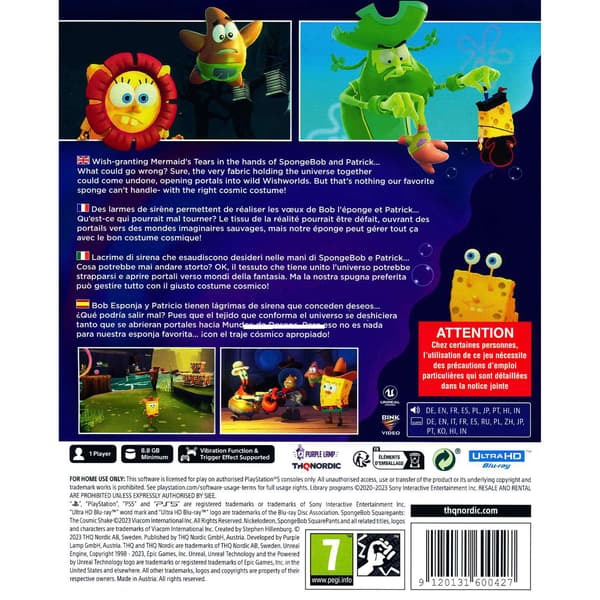 Spongebob SquarePants The Cosmic Shake Playstation 5 PS5